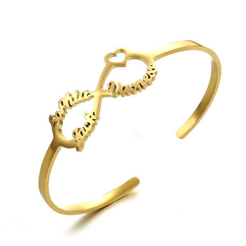 18k gold plated jewelry manufacturer custom ladies name bracelets factory personalised infinity bangle suppliers